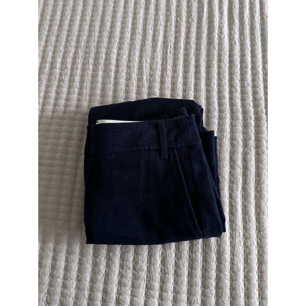 J. Crew Size 2 Kickout Crop Pants High Waisted Grasscloth Cotton Navy Blue AN015 - Picture 2 of 6